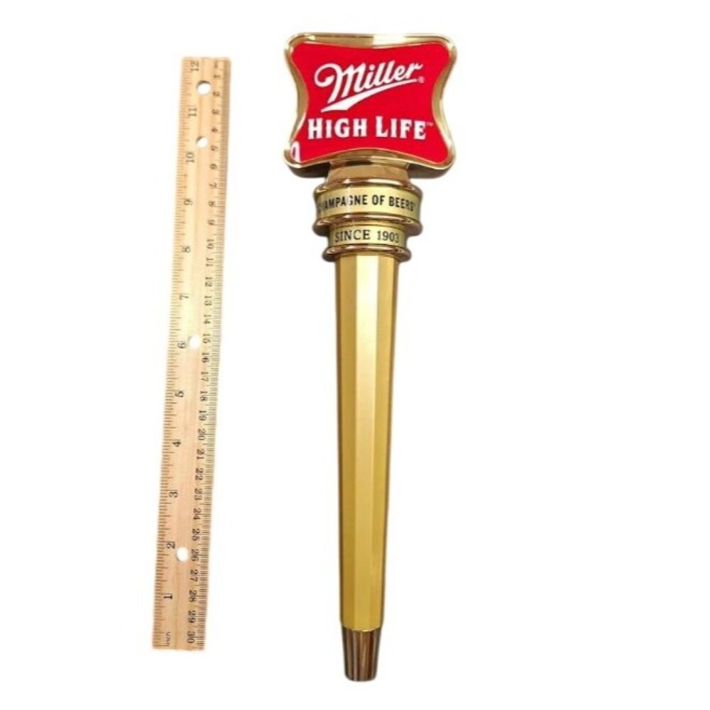 Vintage MILLER HIGH LIFE "The Champagne Of Beers" Gold Beer Tap Handle (12")